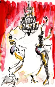 Red carpet 1 - Hofesh Shechter - Ballet de l'Opéra national de Paris 2025 - Corinne Glass Technique mixte sur papier photo