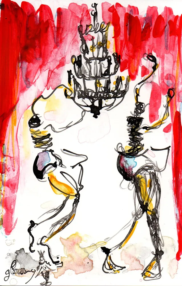 Red carpet 1 - Hofesh Shechter - Ballet de l'Opéra national de Paris 2025 - Corinne Glass Technique mixte sur papier photo