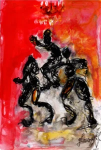 Red carpet 12- Hofesh Shechter - Ballet de l'Opéra national de Paris 2025 - Corinne Glass technique mixte sur papier photo