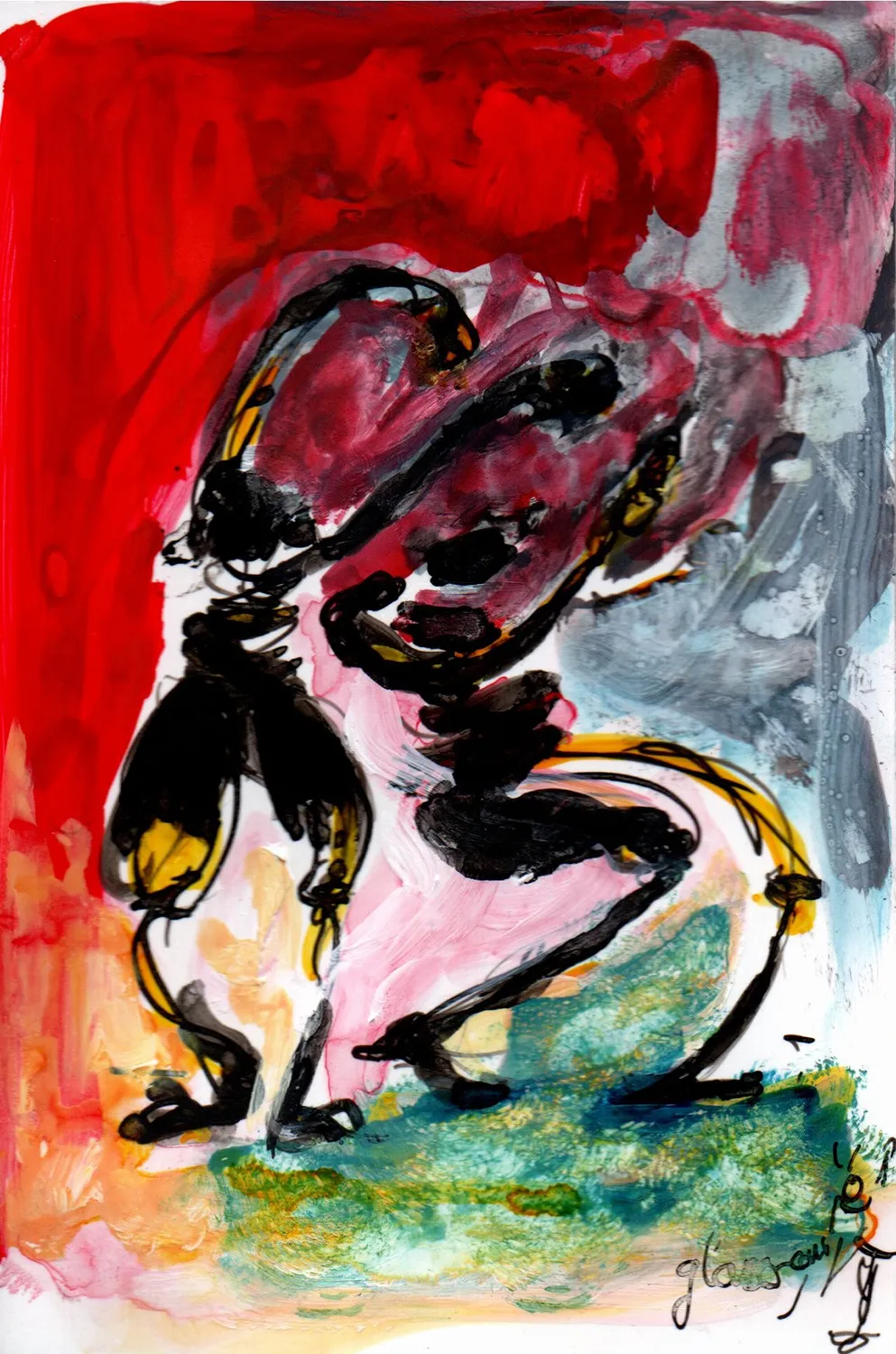 Red carpet 13- Hofesh Shechter - Ballet de l'Opéra national de Paris 2025 - Corinne Glass technique mixte sur papier photo