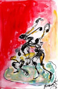 Red carpet 14- Hofesh Shechter - Ballet de l'Opéra national de Paris 2025 - Corinne Glass technique mixte sur papier photo