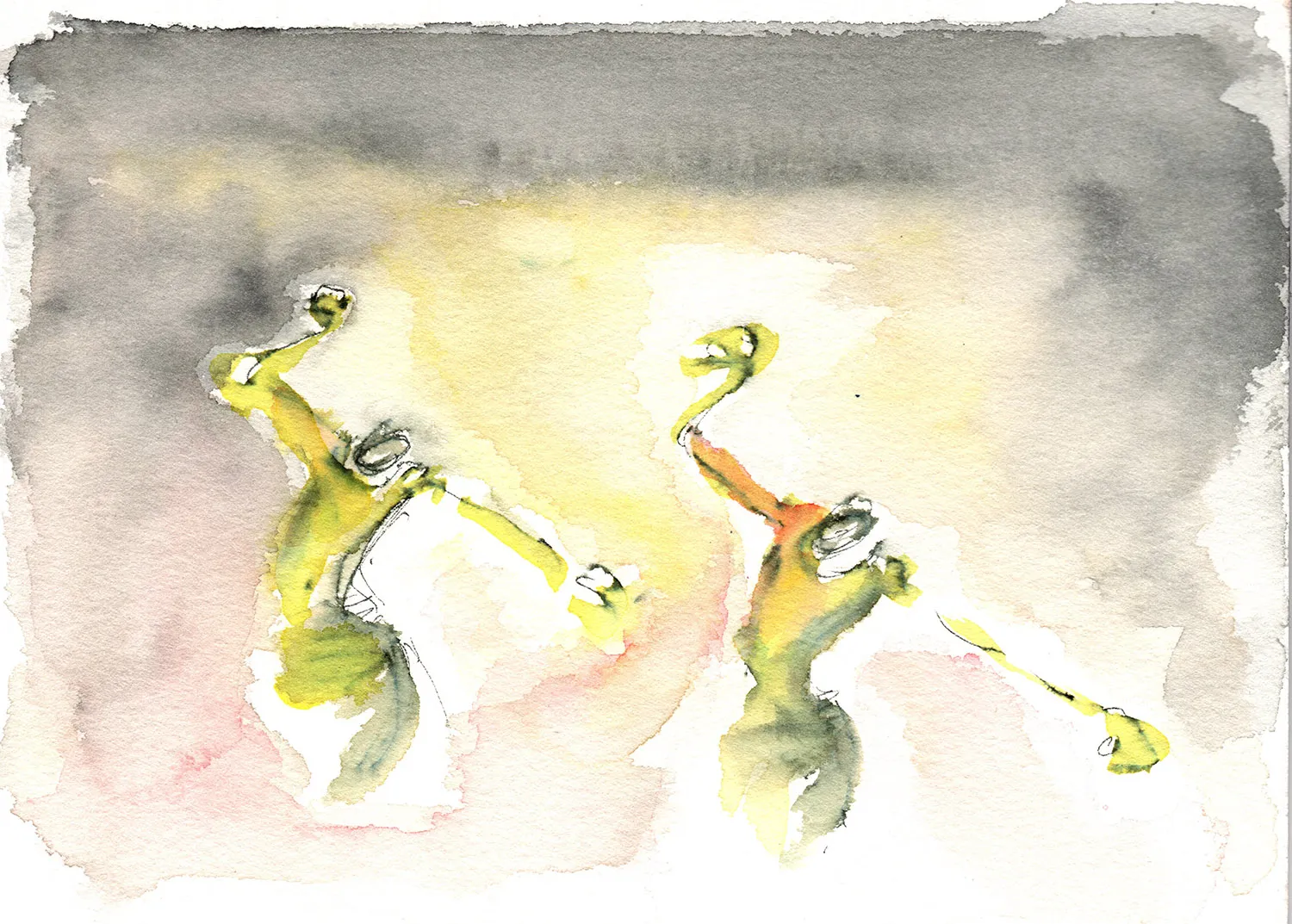 L’Épanchement d’Écho 3 - Encre, crayon aquarelle, aquarelle sur papier