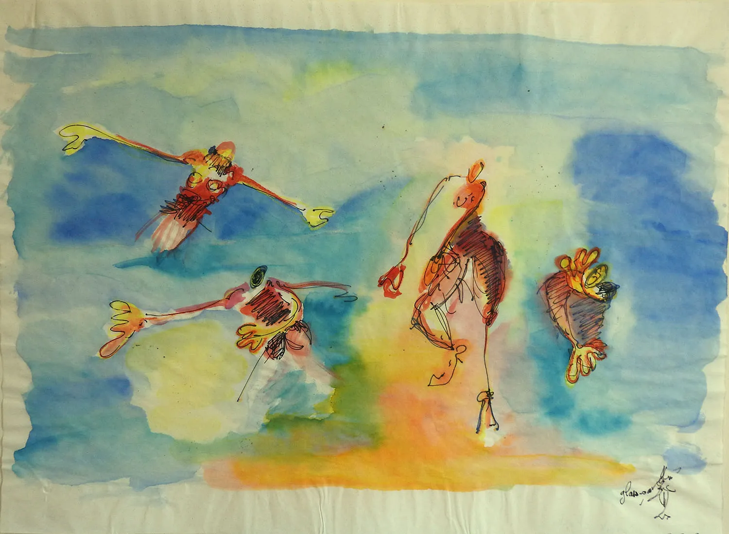 L’Épanchement d’Écho 4 - Encre, crayon aquarelle, aquarelle sur papier