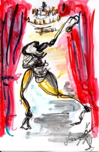 Red carpet 5 - Hofesh Shechter - Ballet de l'Opéra national de Paris 2025 - Corinne Glass Technique mixte sur papier photo