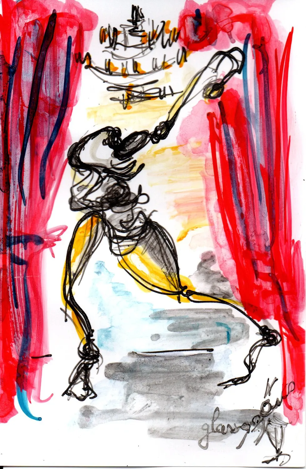 Red carpet 5 - Hofesh Shechter - Ballet de l'Opéra national de Paris 2025 - Corinne Glass Technique mixte sur papier photo