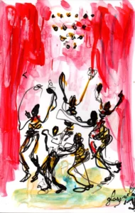 Red carpet 6 - Hofesh Shechter - Ballet de l'Opéra national de Paris 2025 - Corinne Glass Technique mixte sur papier photo