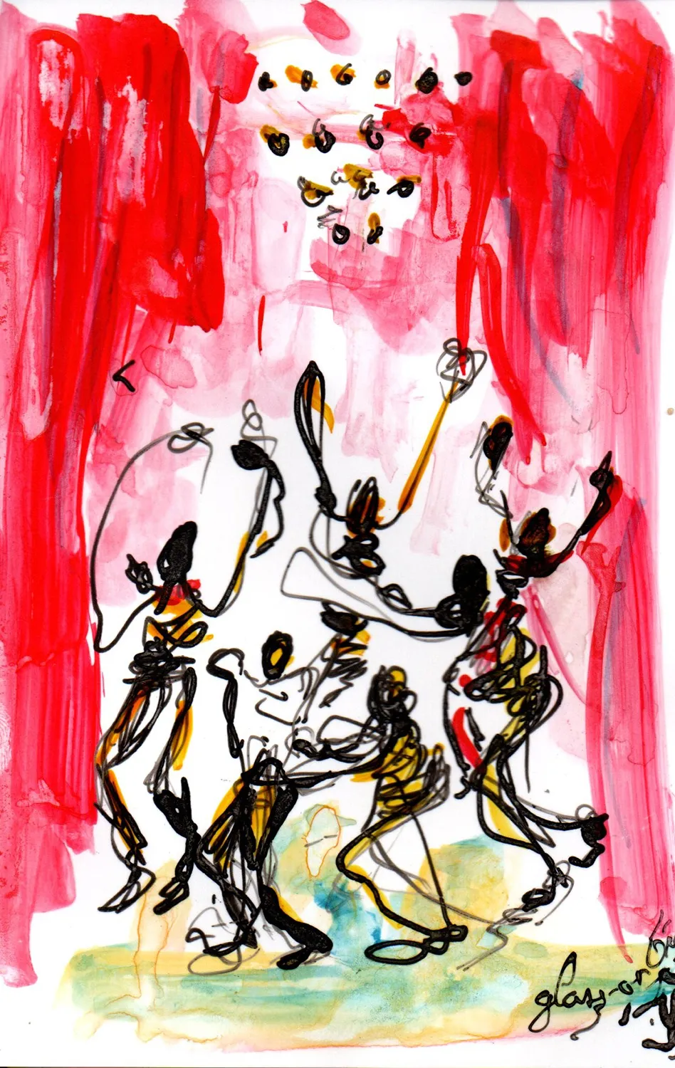 Red carpet 6 - Hofesh Shechter - Ballet de l'Opéra national de Paris 2025 - Corinne Glass Technique mixte sur papier photo