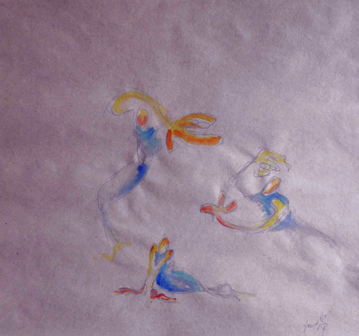 L’Épanchement d’Écho 6 - Encre, crayon aquarelle, aquarelle sur papier