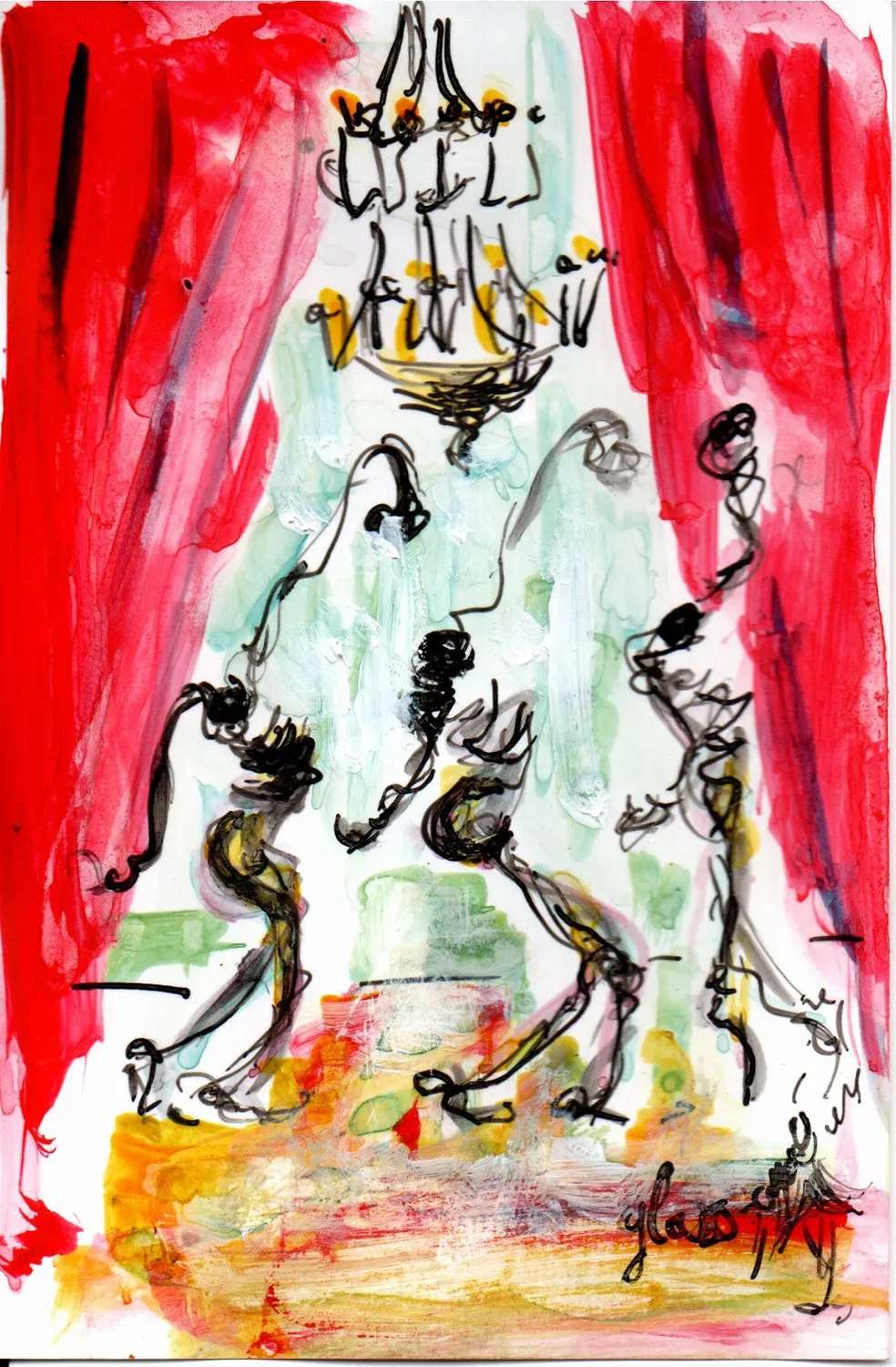 Red carpet 7 - Hofesh Shechter - Ballet de l'Opéra national de Paris 2025 - Corinne Glass Technique mixte sur papier photo