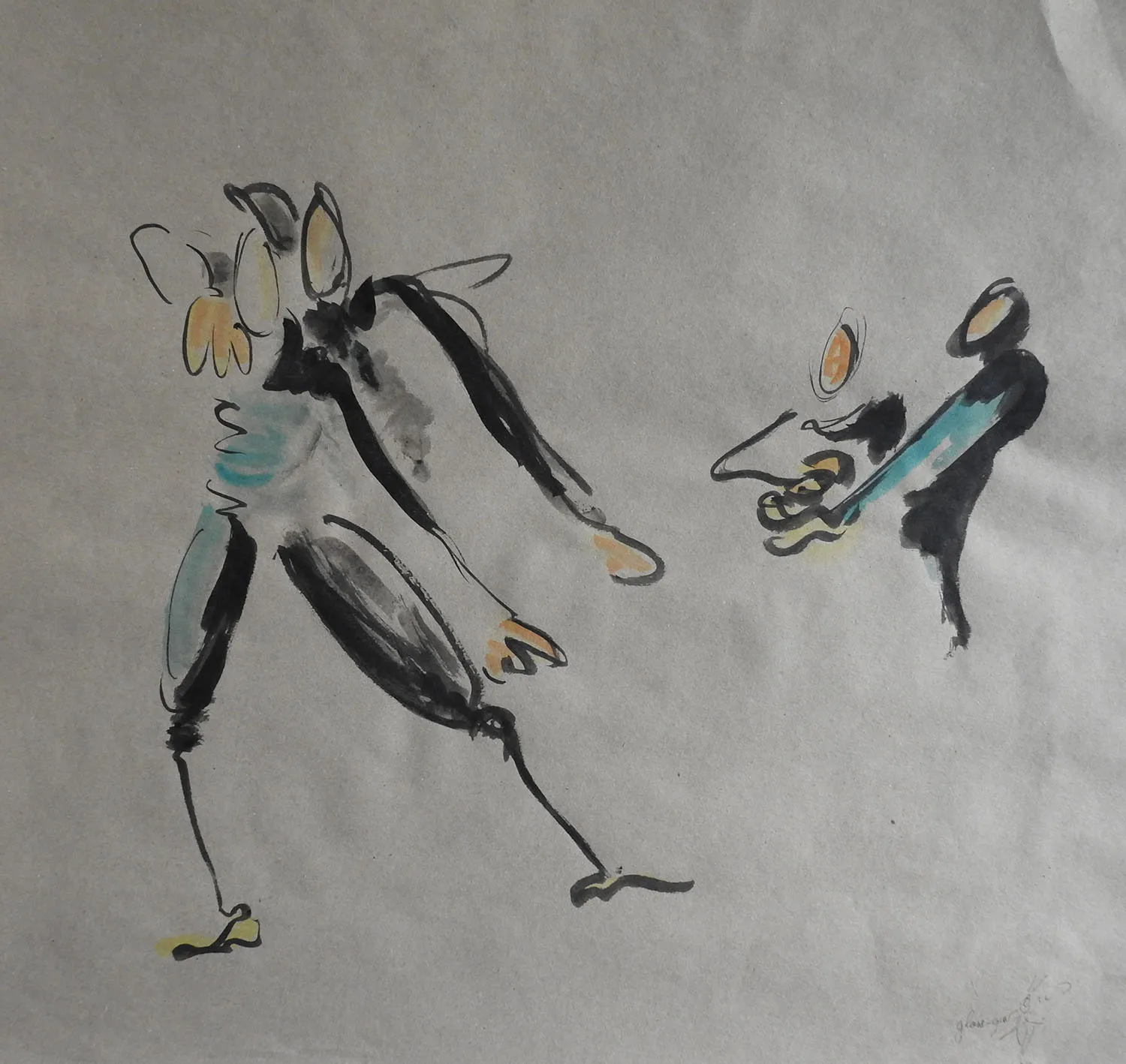 L’Épanchement d’Écho 7 - Encre, crayon aquarelle, aquarelle sur papier