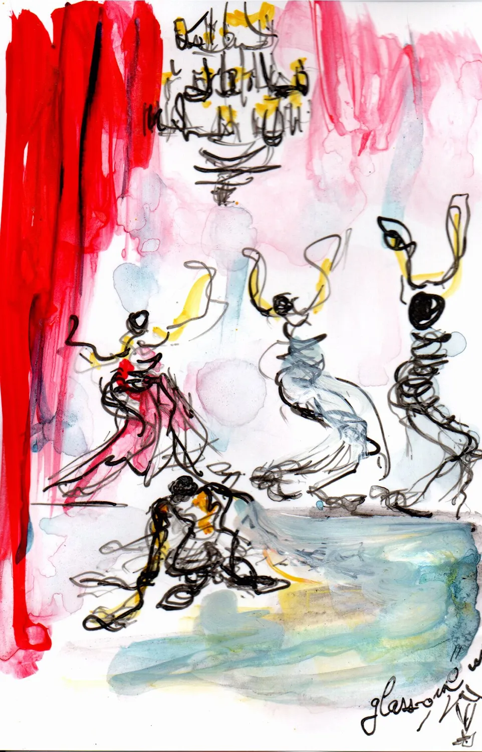 Red carpet 8 - Hofesh Shechter - Ballet de l'Opéra national de Paris 2025 - Corinne Glass Technique mixte sur papier photo