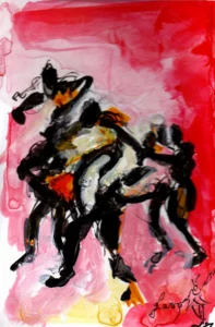 Red carpet 9 - Hofesh Shechter - Ballet de l'Opéra national de Paris 2025 - Corinne Glass technique mixte sur papier photo