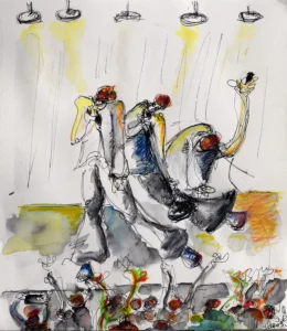 Franck Carter et ses multiples 2025 - Corinne Glass Technique mixte sur papier