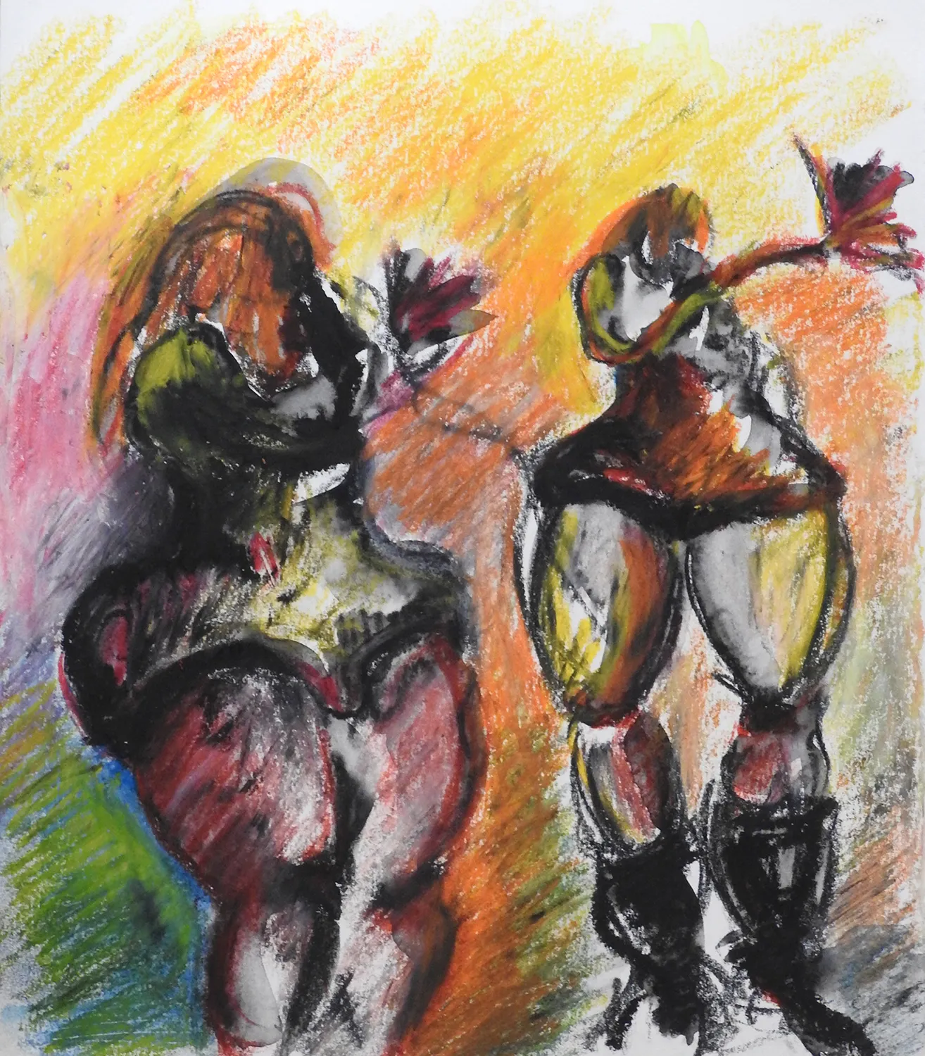 Gossip et son multiple 2025 - Corinne Glass Technique mixte sur papier