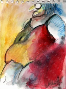 Les Madones de la plage 1 2025 - Corinne Glass Technique mixte sur papier