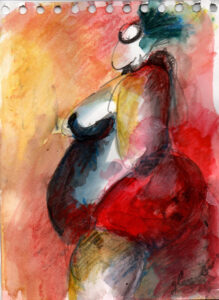 Les Madones de la plage 2 2025 - Corinne Glass Technique mixte sur papier