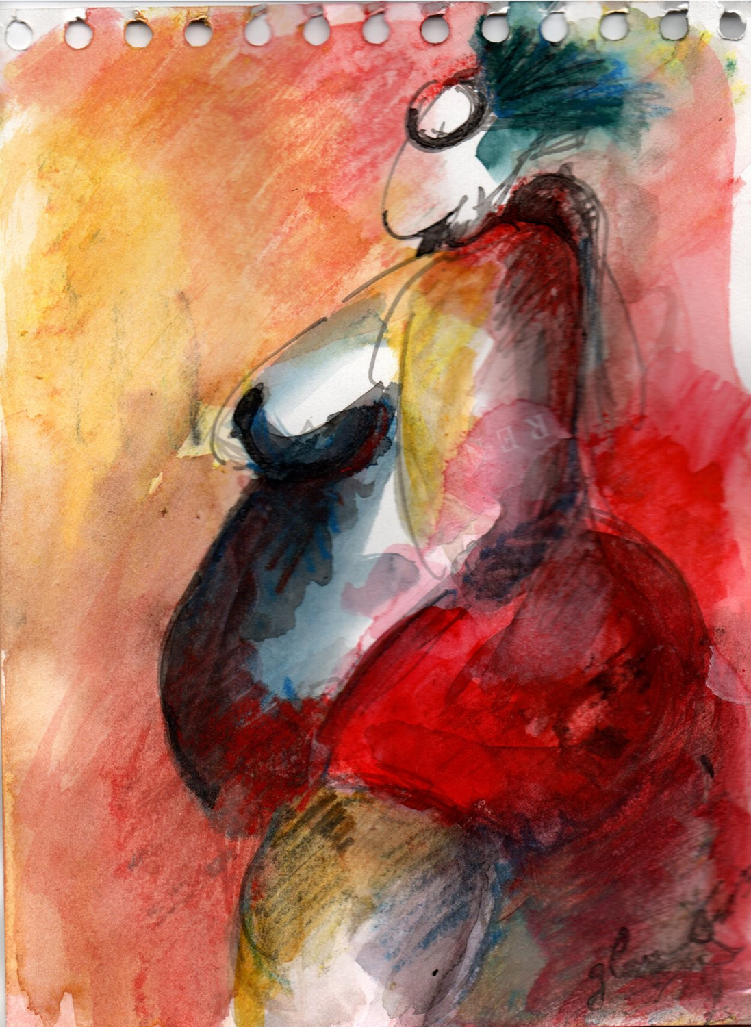 Les Madones de la plage 2 2025 - Corinne Glass Technique mixte sur papier