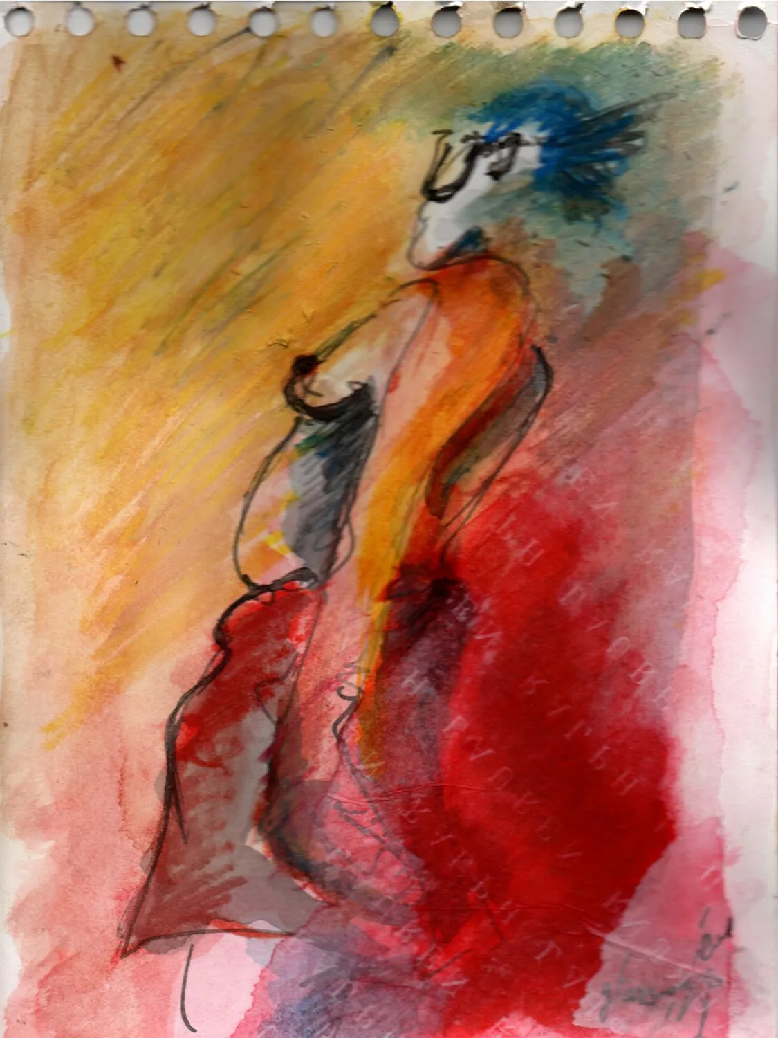 Les Madones de la plage 3 2025 - Corinne Glass Technique mixte sur papier