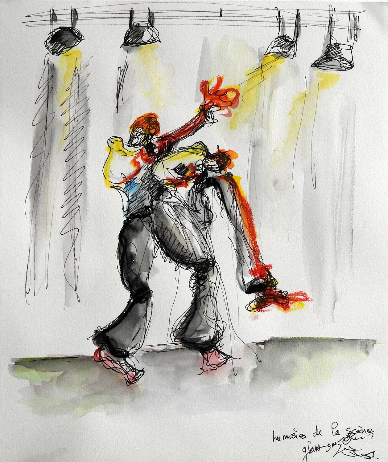 Lumières de la scèner Franck Carter 2025 - Corinne Glass technique mixte sur papier