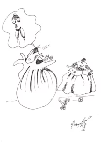 Au musée - Illustration du livre "Les aventures du P'tit réveur" - Corrine Glass