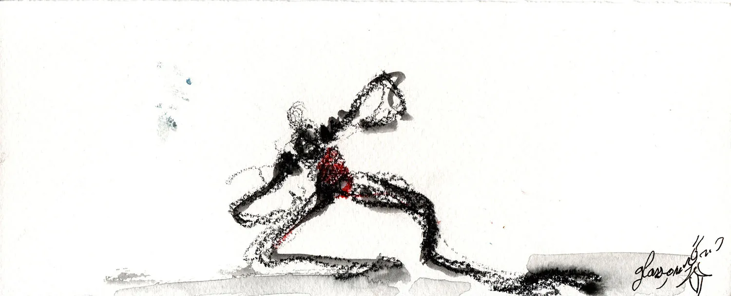 Correspondances 1, crayon aquarelle sur papier - Corinne Glass