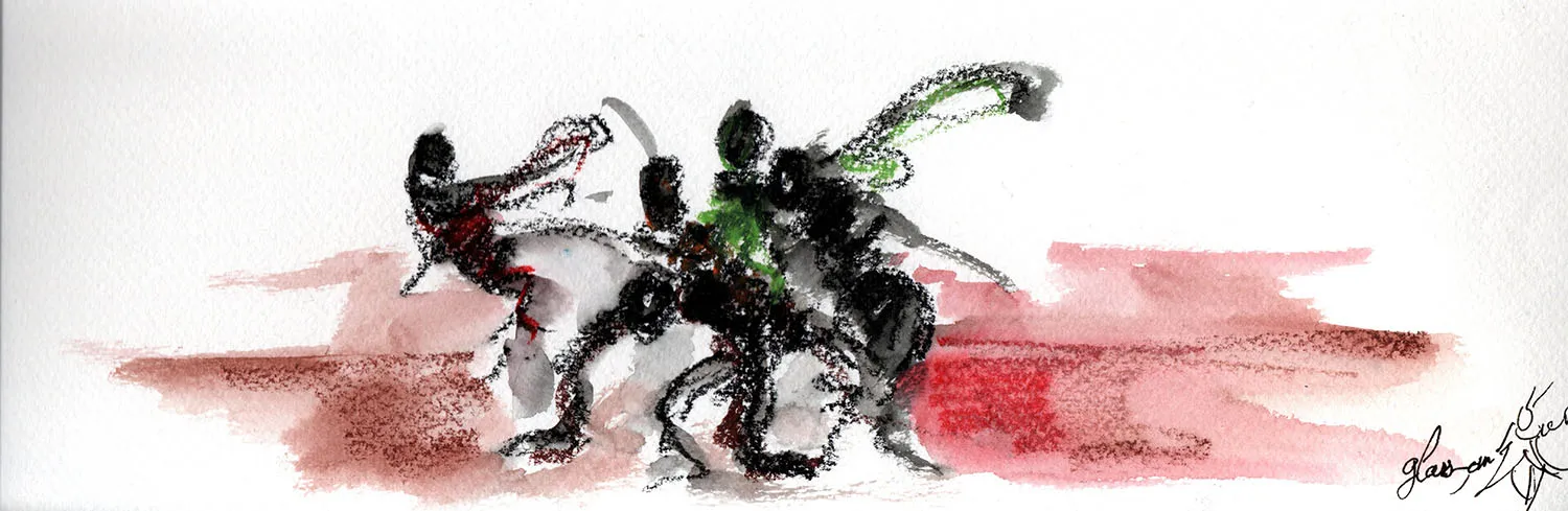 Correspondances 3, crayon aquarelle sur papier - Corinne Glass