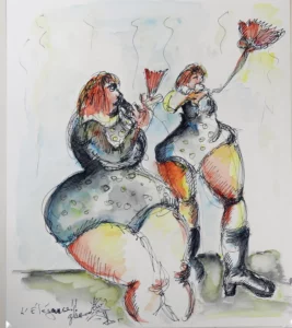 L'élégance Gossip 2025 - Corinne Glass Technique mixte sur papier