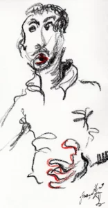 Fado 2 Lisbonne 2025 - Corinne Glass crayon aquarelle sur papier