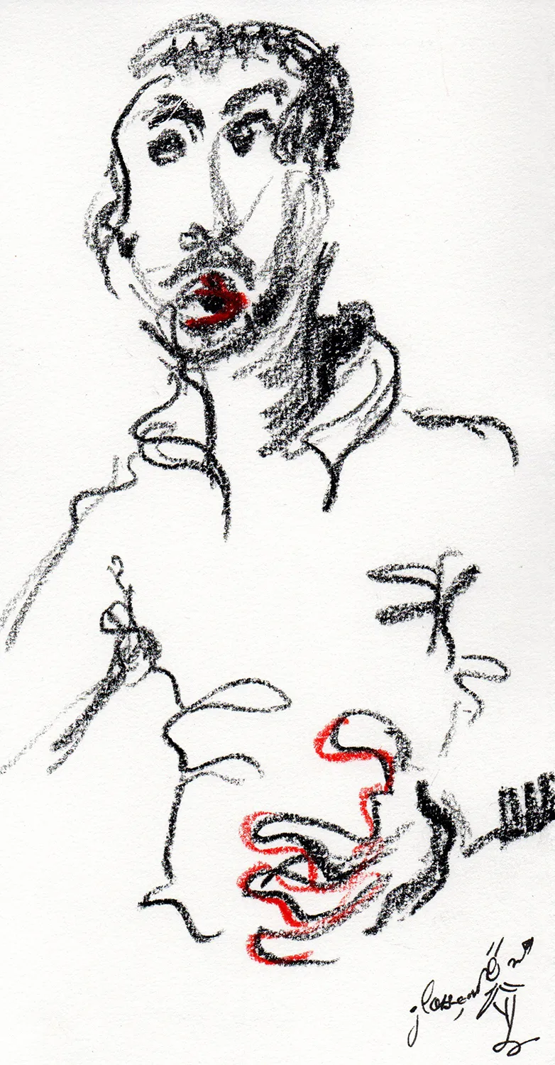 Fado 2 Lisbonne 2025 - Corinne Glass crayon aquarelle sur papier