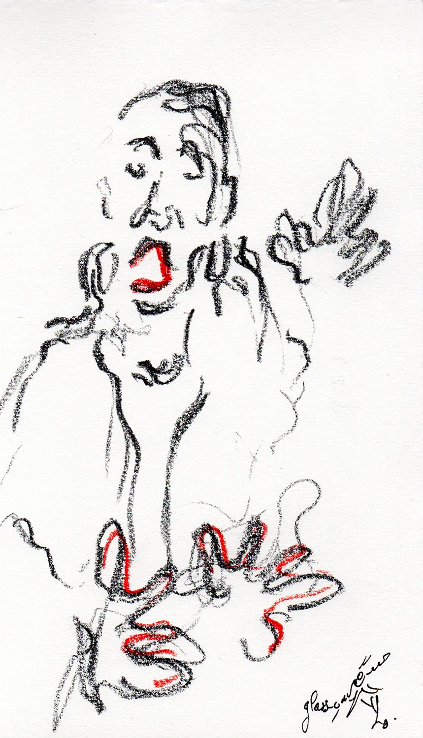 Fado Lisbonne 2025 - Corinne Glass crayon aquarelle sur papier